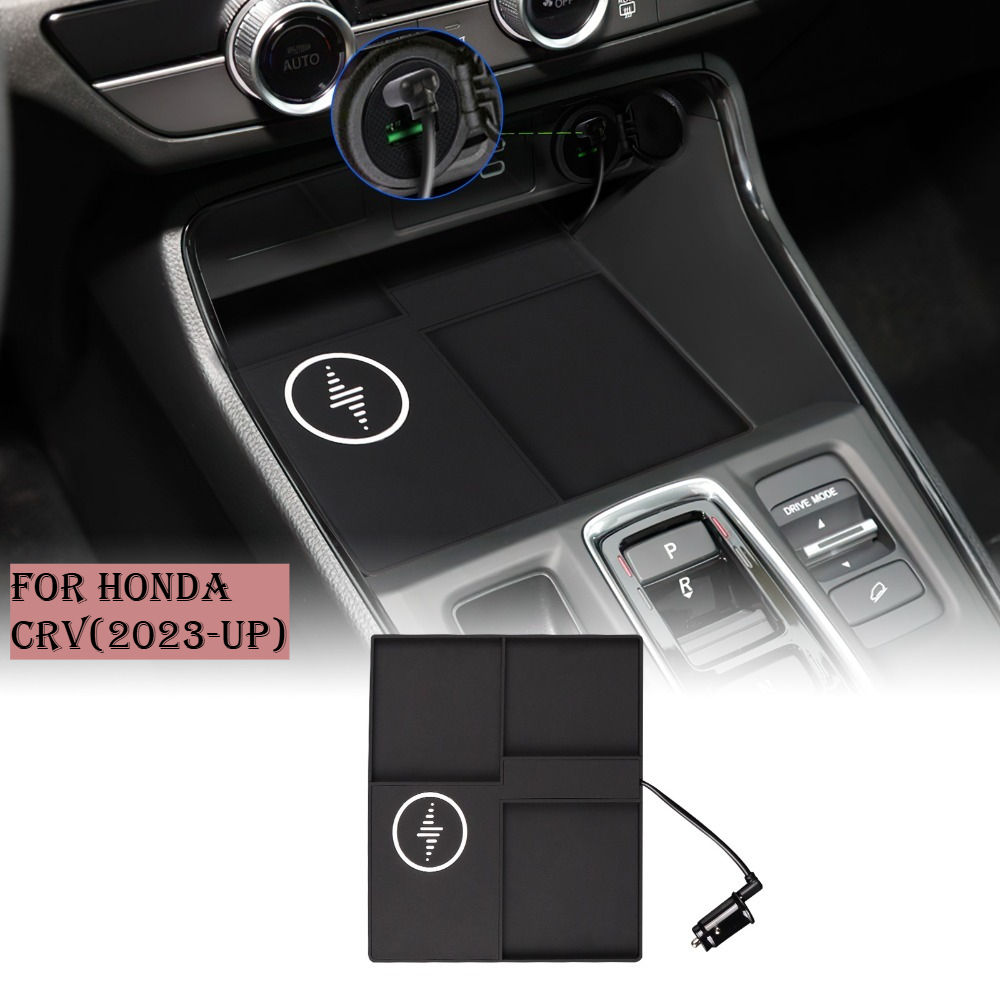 Wireless Phone Charger Pad - 車のワイヤレス充電器パッド安定した高速充電ホンダ CRV 2023 24 2025 センターコンソール収納ボックスカバー装飾アクセサリー