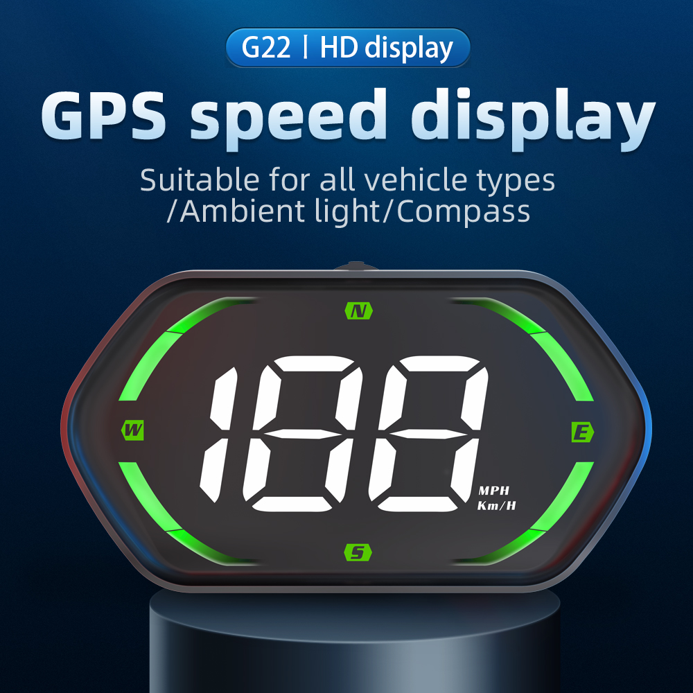 Electronics And Gadgets With H - G22 車用HUDヘッドアップディスプレイ、GPSデジタルスピードメーター、コンパス、速度超過警告フラッシュ、自動周囲光感度調整、KM/H MPH切り替え可能、車、SUV、トラック、バイクに汎用、高品質車載電子機器、実用的なホリデーギフト