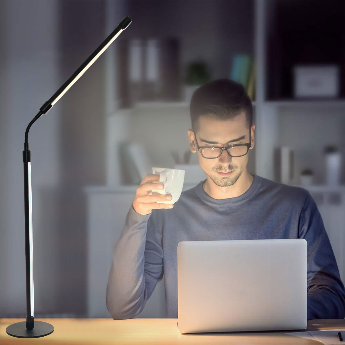 Rgb Desk Lamp Smart - スマートRGBカラーチェンジLEDデスクランプ、多機能カラーアジャスタブルデスクランプ、フレキシブルグースネックは360度回転可能、音楽同期機能、アプリコントロール、DIYモード、リビングルーム、寝室、ゲームルームに最適