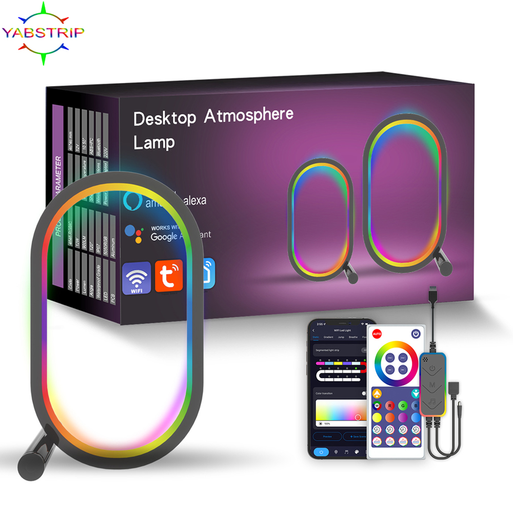 Rgb Desk Lamp Smart - クリエイティブなデスクランプ,WiFi 5V,usb,rgb,フォニーサイドリップ,雰囲気,ゲーム,家庭,オフィス,装飾,LEDナイトライト