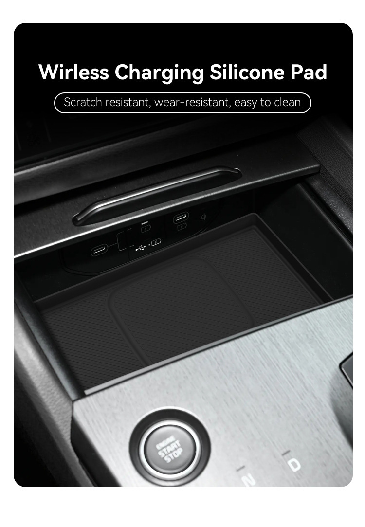 Wireless Phone Charger Pad - キア スポーテージ NQ5 2026用シリコンワイヤレス充電パッド、滑り止めセンターコンソールマット、傷防止電話充電エリアプロテクター