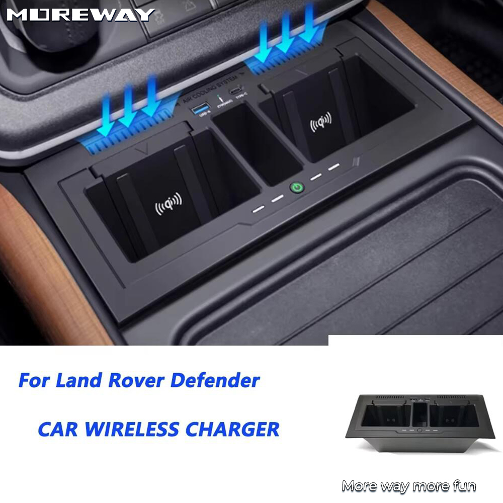 Wireless Phone Charger Pad - Moreway急速充電カーチャージングパッド ワイヤレス充電器 ランドローバー ディフェンダー 110 130