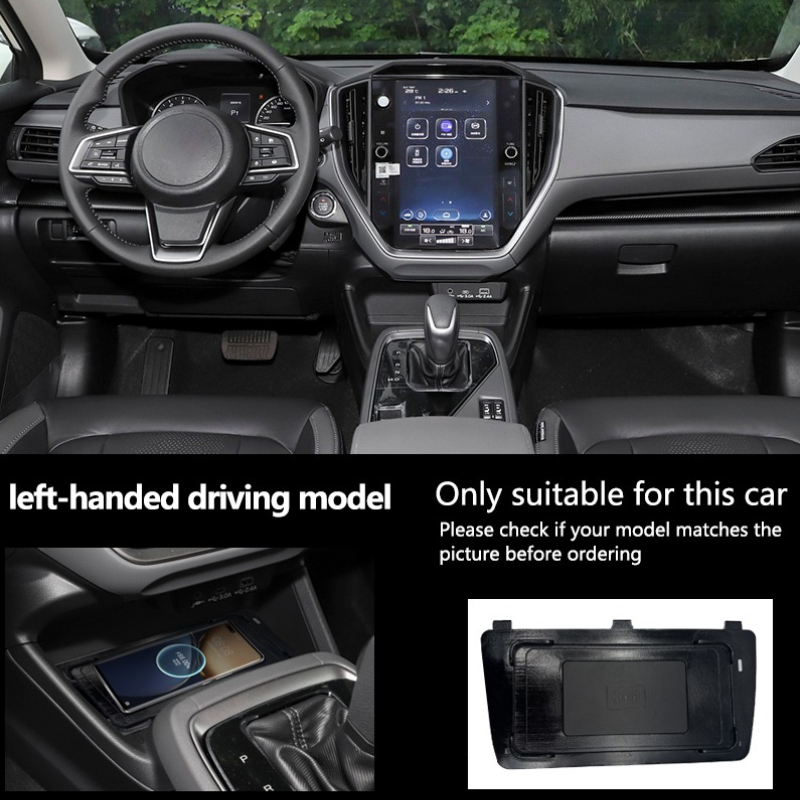 Wireless Phone Charger Pad - スバル Crosstrek 2022-2025 車用センターコンソールワイヤレス充電器 15W スマート高速充電パッド
