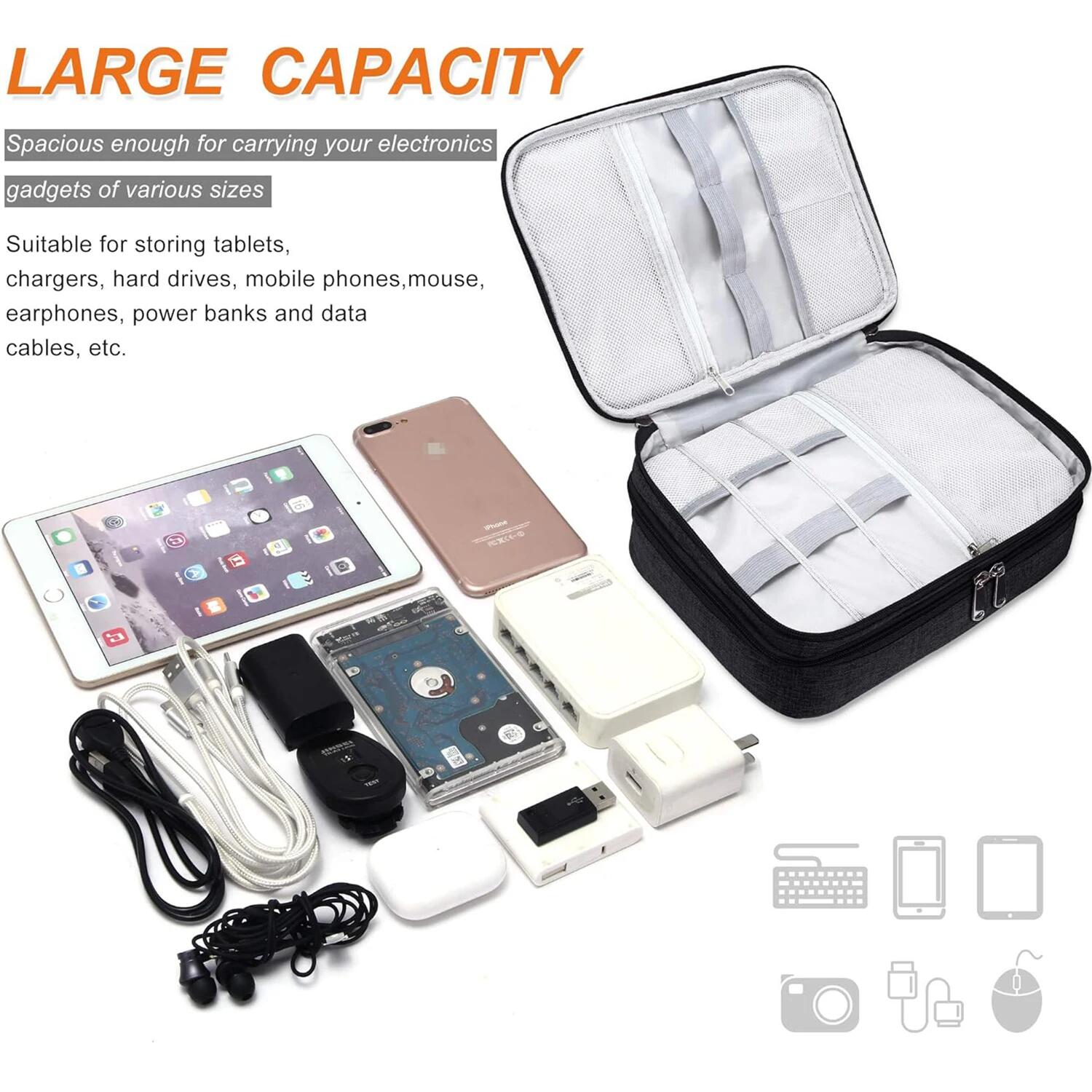 ポータブルデジタル収納袋 USB ガジェット防水ケーブルオー - Electronics Gadgets Bag のレビューと価格