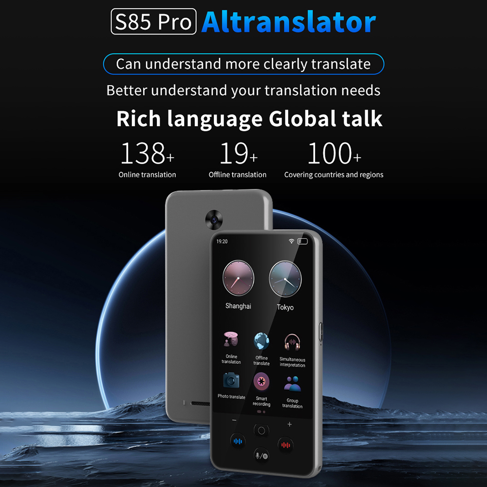 S85 プロ言語翻訳デバイス 4 インチ 138 言語音声ビ - Portable Translator Device のレビューと価格