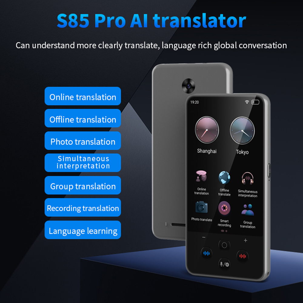 S85 プロ言語翻訳デバイス 4 インチ 138 言語音声ビ - Portable Translator Device のレビューと価格