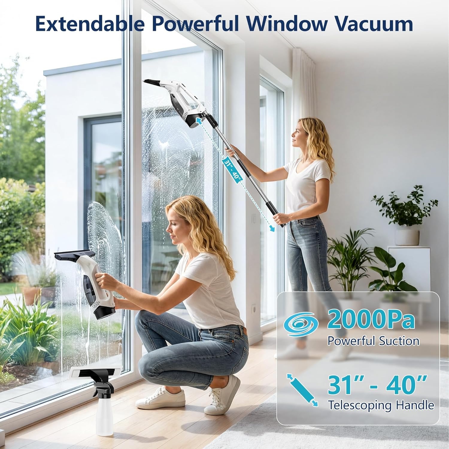 2000Pa ハンドヘルド窓掃除機コードレス電動ガラスクリー - Electric Gadget のレビューと価格